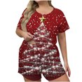 thumbnail image 2 of Zormilly Christmas Pajamas for Women Plus Size Short Sleeve Shirts Wide Leg Shorts Comfy Pajamas Set Printed, S-5XL, 2 of 6