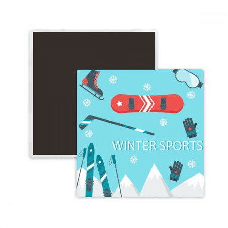 

Sport Ski Equipment Cartoon Illustration Square Ceracs Fridge Magnet Keepsake Memento