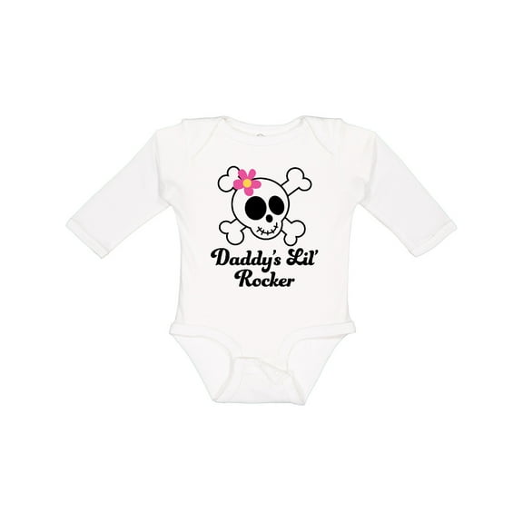 Inktastic Daddy's Little Rocker Skull Girls Long Sleeve Baby Bodysuit
