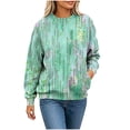thumbnail image 5 of Smsaxvxz Oversize Sweatshirts for Women Casual Floral Printed Crewneck Long Sleeve Pullover Tops Fall Winter Fashion Outfits Clothes Green 3XL, 5 of 6