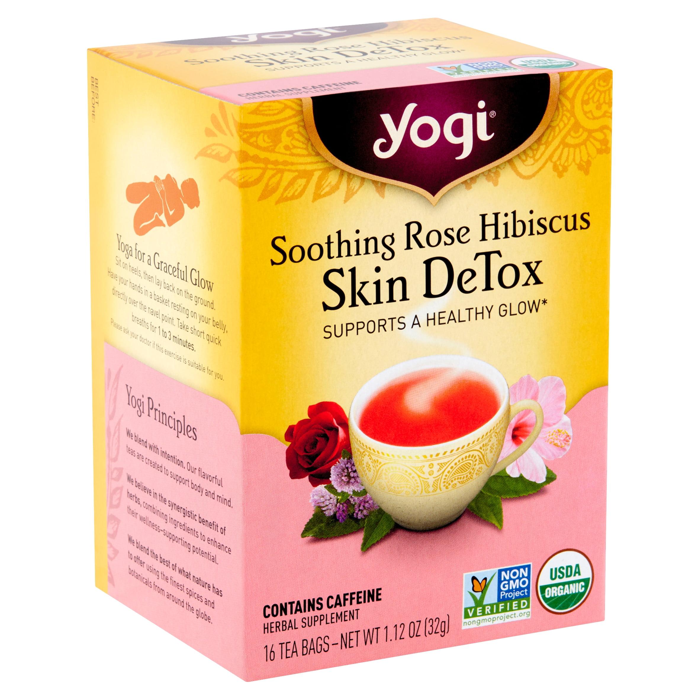 Yogi Soothing Rose Hibiscus Skin DeTox Tea Bags, 16 count, 1.12 oz