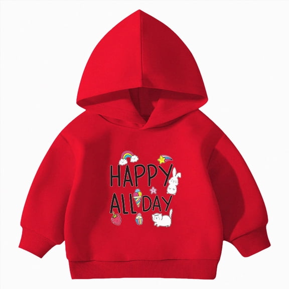 KPOPLK Boys Hoodies 1T 2T 3T 4T Fashion Casual Long Sleeve Winter Thick Sweatshirt with Pockets Fall Outfits Pullover Tops Red Size 7-8 Years