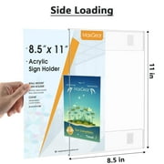 MaxGear 6 Pack Acrylic Sign Holder 8.5 x 11 Wall Mount Sign Holder with Double-Sided Tape, Clear Plastic Sign Holders