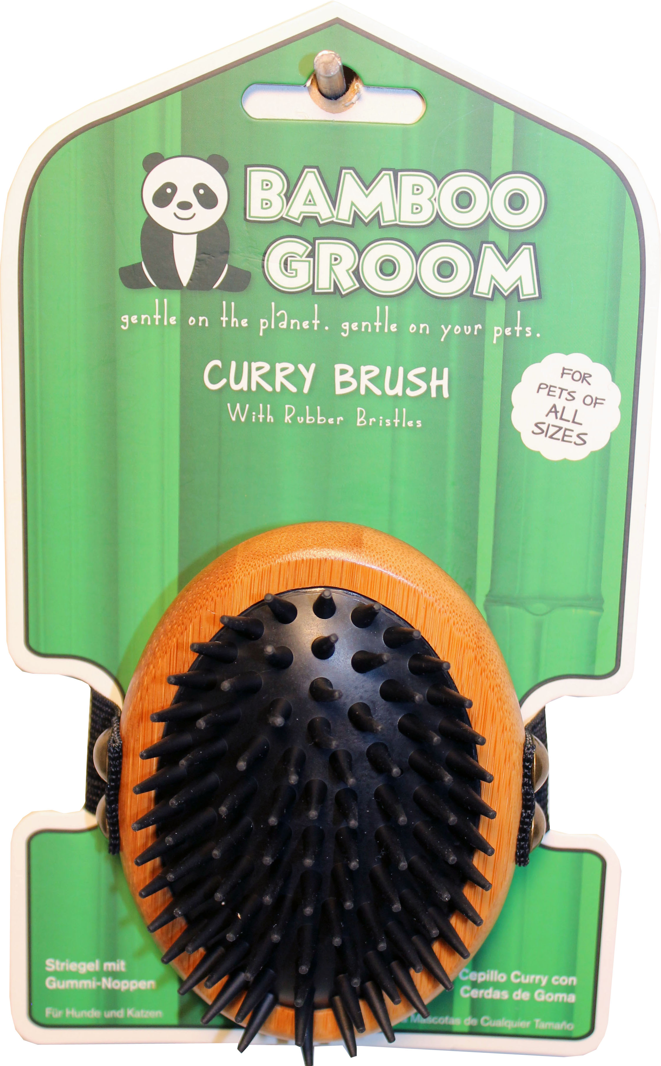 Bamboo Groom Pet Curry Brush With Rubber Bristles for All Dogs