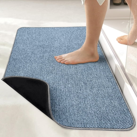 Alfombra de baño Bosap ultrafina para baño, 43 x 89 cm, azul