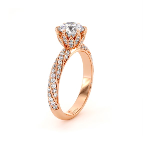 Classic Twisted Natural Diamonds Engagement Ring Moissanite Center Stone Floral Crown Ring