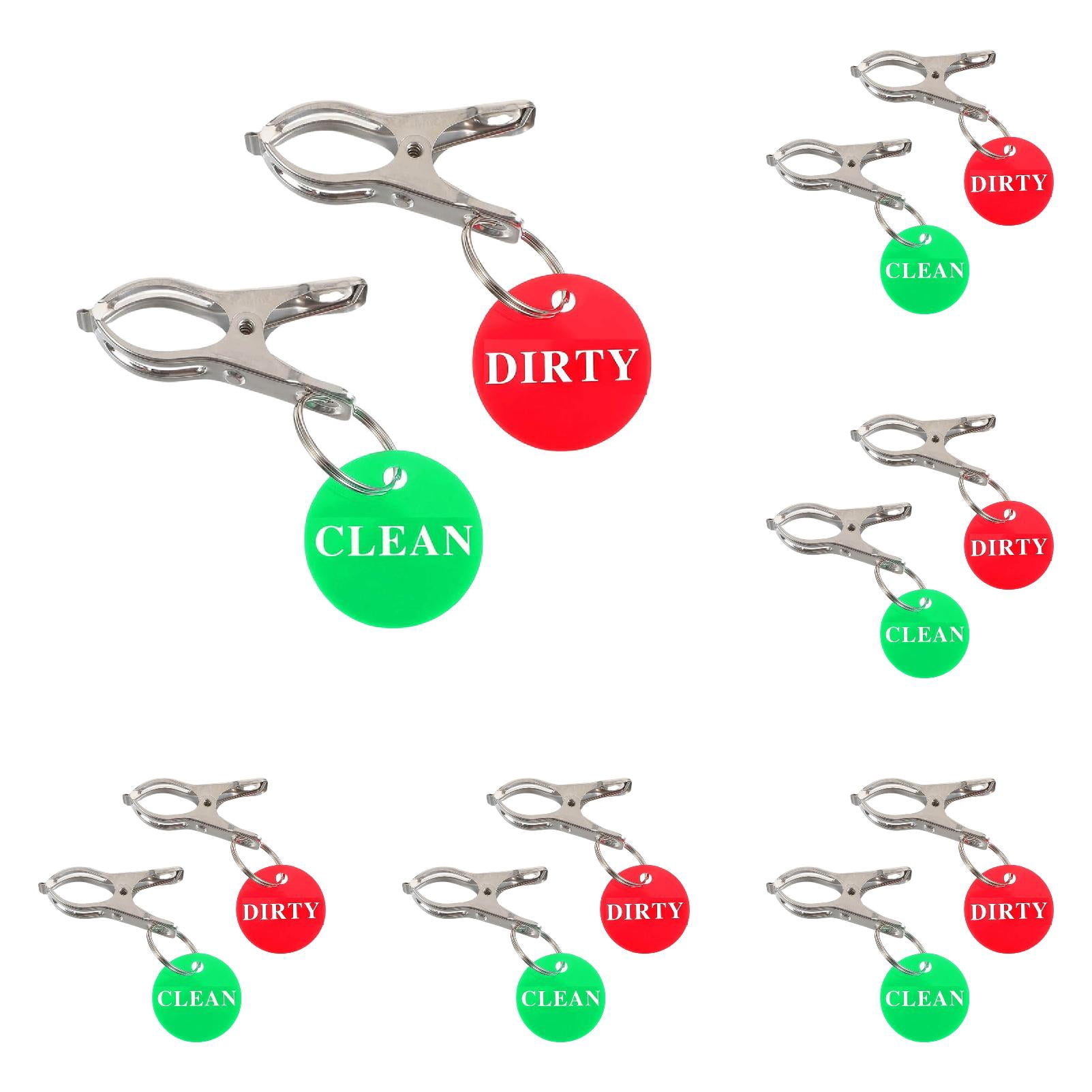 10 Pcs Clean Laundry Indicator Clips, Red Green Signs for Washer Dishwasher & Baskets, Metal Household Labels