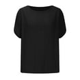 thumbnail image 6 of Yuwull Summer Tops For Women Womens Tops Casual Women'S New Solid Color Pullover Off Shoulder Hollowed Out Batball Sleeve T-Shirt For Women Summer Tops For Women On ClearanceXL, 6 of 6