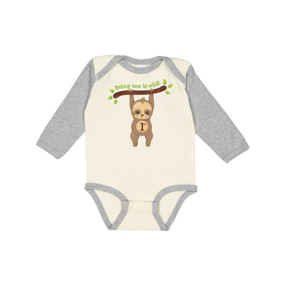 Inktastic Cute Sloth 1st Birthday Boys or Girls Long Sleeve Baby Bodysuit