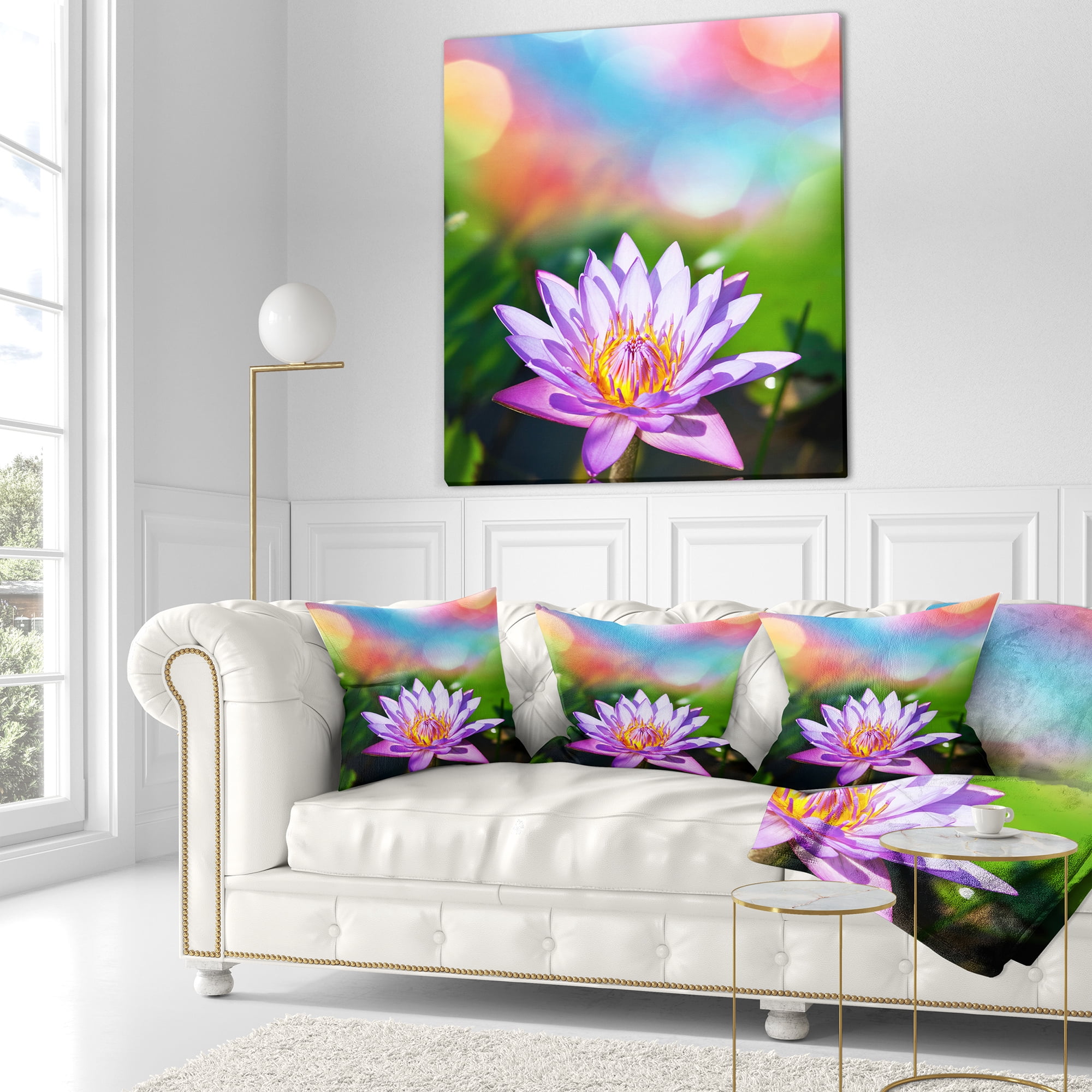 Designart 18" x 18" Purple Polyester Throw Pillow