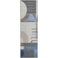 thumbnail image 2 of Addison Rugs Mayfield Premium Machine Washable Transitional Geometric Blue Runner Rug, 2'3" X 7'6" Machine Washable Transitional Geometric Blue Oversized Sherpa Throw Blanket, 2 of 6