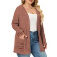 thumbnail image 3 of NISVIYA Women Plus Size Casual Sweaters Dressy Fall Winter Outerwear Coat Sweater Jacket Caramel, 3 of 7