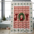 thumbnail image 4 of Christmas Shower Curtain Joy Wreath Pine Trees Bathroom Curtains with Hooks, Waterproof Fabric Red Buffalo Plaid Bath Shower Curtains Set for Bathroom Bathtubs Xmas Decor 72x72 Inch, 4 of 9