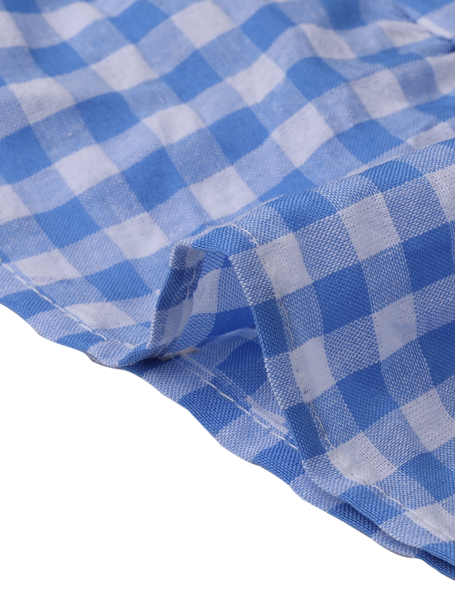 DARING DIVA Women's 2 Piece Pajamas Sets Gingham Short Sleeve Babydoll Shirt S Blue