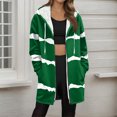 thumbnail image 2 of Women Base Zip up Fleece Hoodie Jacket, Stripe Color Block Tops with Pockets, Gradien Thermal Fuzzy Outerwear, 2 of 5
