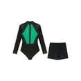 thumbnail image 3 of Riismen Justaucorps de Gymnastique pour Femmes à Manches Longues, Bloc de Couleur, Combinaison de Patinage Artistique, Vêtement de Forme Vert G, 3 of 6