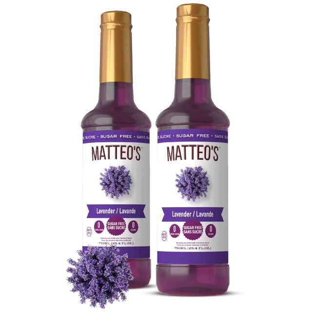 Matteo's Sugar Free Cocktail Flavoring Syrup, Lavender, Delicious Coffee Syrup, 0 Calories, 0 Sugar, Keto Friendly (750mL, Single Bottle)