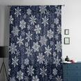 thumbnail image 5 of Navy Blue Snowflake Christmas Semi Sheer Curtains Drapes for Living Room, Bedroom, French Doors Window 108 Inches Long, Xmas White Snowflake Rod Pocket Chiffon Curtain Drapery Voile Draperies Panel, 5 of 6