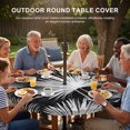 thumbnail image 3 of Round Outdoor Tablecloth with Umbrella Hole and Zipper, Black Palm Leaves Coastal Tablecloth with Elastic Waterproof, Summer Tropical Botanical Boho Patio Table Covers for 45" - 54" Pool Tables, 3 of 9