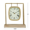 thumbnail image 4 of DecMode 11" Gold Metal Suspended Hanging Clock with Wood Base, 4 of 8