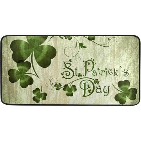 

Hyjoy St Patrick s Day Clover Kitchen Rug Non-Slip Bath Rug Doormats Anti Fatigue Runner Comfort Floor Mat 39 x 20 Inch