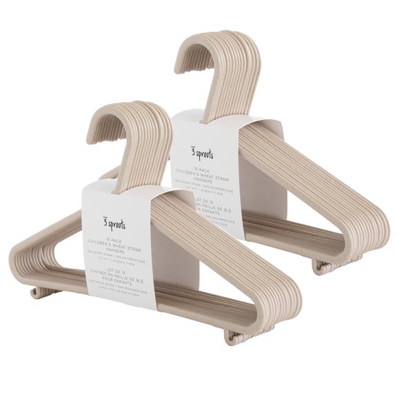 3 Sprouts Cintres pour Vêtements de Bébé en Plastique à Base de Paille de Blé - Lot de 30 - Beige Moucheté