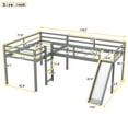 thumbnail image 2 of Harper & Bright Designs Wooden Twin Size Double Loft Bed with Slide, L Shaped Loft Bed Frame with Full-Length Guardrail for Kids Bedroom, Gray, 2 of 13