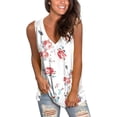 thumbnail image 2 of Camisetas sin mangas para mujer, camisetas con cuello en V, camisetas sin mangas, camisetas sin mangas con abertura lateral y estampado floral, 2 of 5