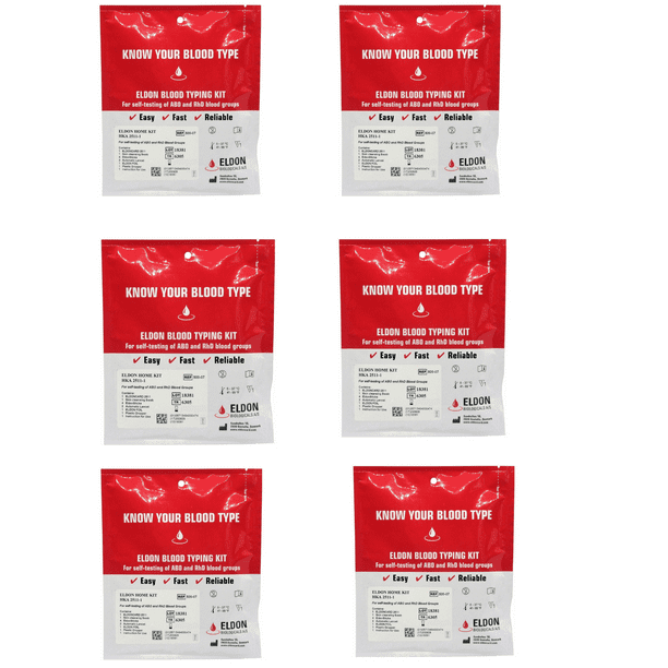 6 Pack Eldoncard Blood Type Test Complete Kit Walmart Com Walmart Com