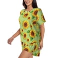 thumbnail image 2 of Lsque Sunflower Leaves Women's Short-Sleeved Pajama Set - 2 Piece Soft and Lightweight Sleepwear Set-4X-Large, 2 of 9