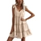 thumbnail image 1 of Txlixc, vestido informal de verano para mujer, vestido acampanado de Color sólido sin mangas con cuello en V y volantes, vestido plisado para fiesta en la playa, ropa de calle Txlixc  Estilo de ocio, 1 of 8