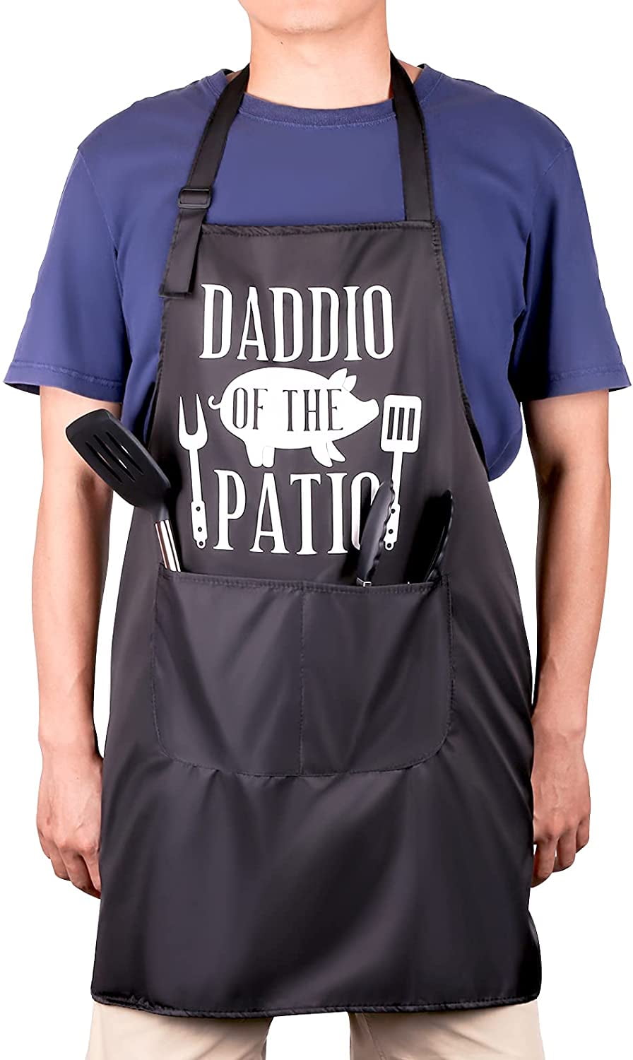 Funny Cooking Grilling BBQ Aprons for Men Adjustable Chef Kitchen Apron with 2 