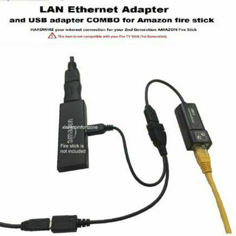 Fire Stick OTG Cable Bundle Ethernet Adapter for Alexa Streaming Device
