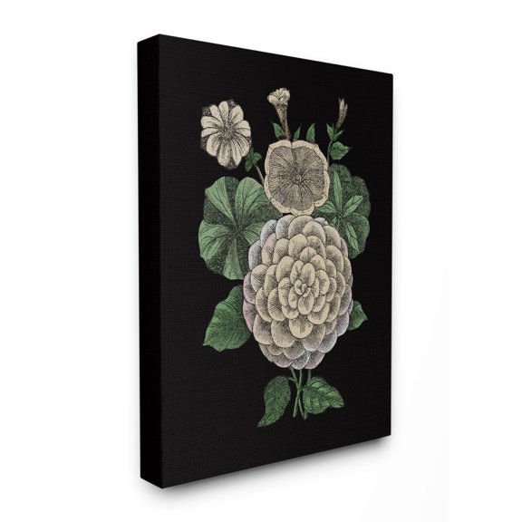 Stupell Home Décor Yellow Flowers on Black Drawing Design Canvas Wall Art by the Saturday Evening Post