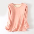 thumbnail image 2 of Ankola Cotton Baselayer for Women Fall Winter Fleece Lined Soft Pullover Tops Casual Long Sleeve Striped T-Shirt, 2 of 7