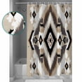 thumbnail image 3 of Extra Long Shower Curtain 72x84 Inch, Black Brown Shower Curtain Waterproof Bathroom Decor Boho Vintage Southwestern Ethnic Geometric Fabric Bath Curtain Set Accessories with Hooks, 3 of 6