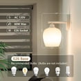 thumbnail image 4 of Wall Sconce, Wall Lighting Fixture, Bathroom Vanity Lights with White Base and Glass Shade for Bedroom Mirror Kitchen Hallway Porch, E26 Base, Bulb Not Included, 4 of 6