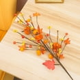 thumbnail image 3 of GYRATEDREAM For Thanksgiving Harvest Wreath Halloween Artificial Berry Stems Artificial Maple Leaf Branches Faux Picks and Sprays Fall Berry Stems Orange Glossy Berry Twigs, 3 of 9