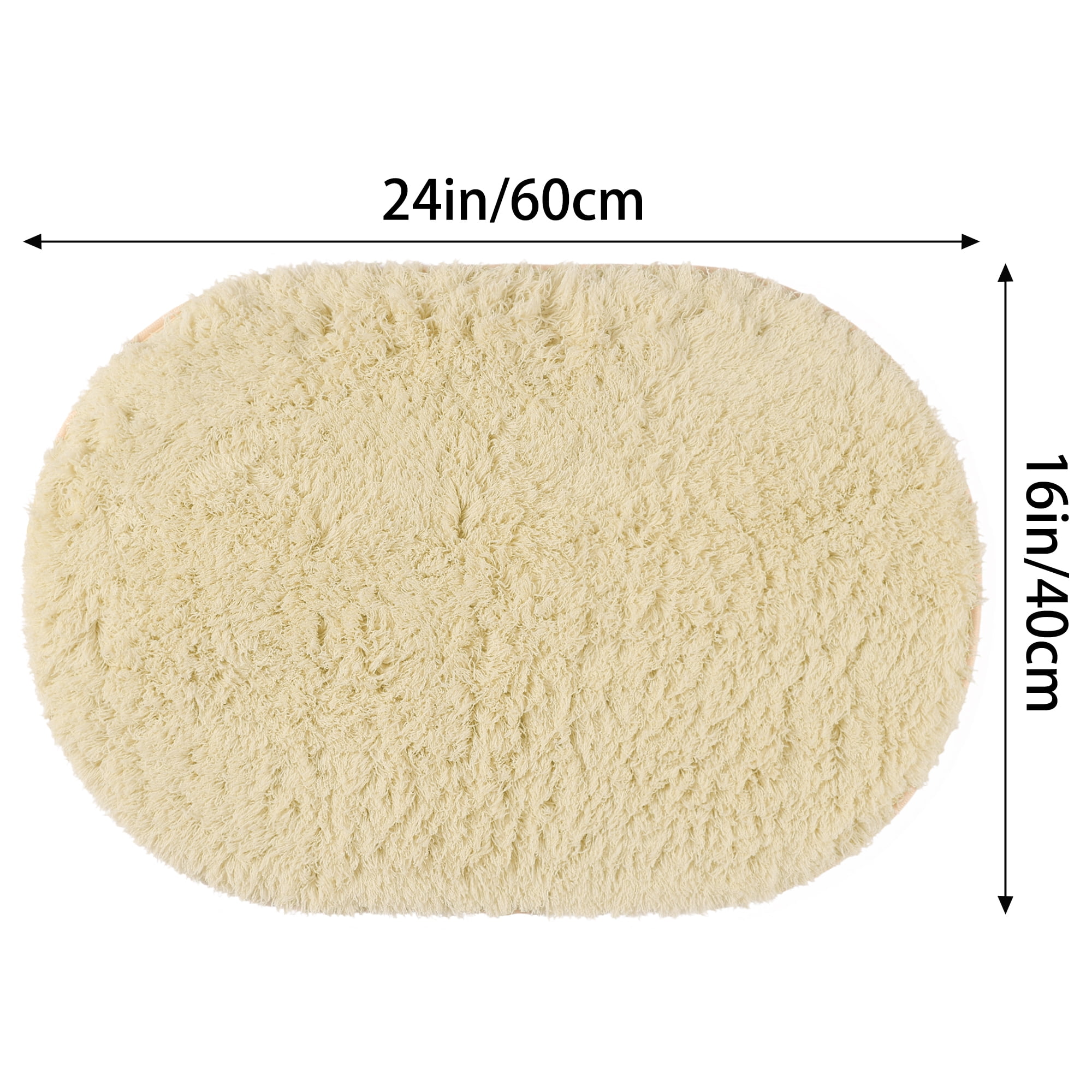 Unique Bargains 2 Pcs Shag Bath Rugs Absorbent Soft Thick Bathroom Mats Beige 20" x 32"