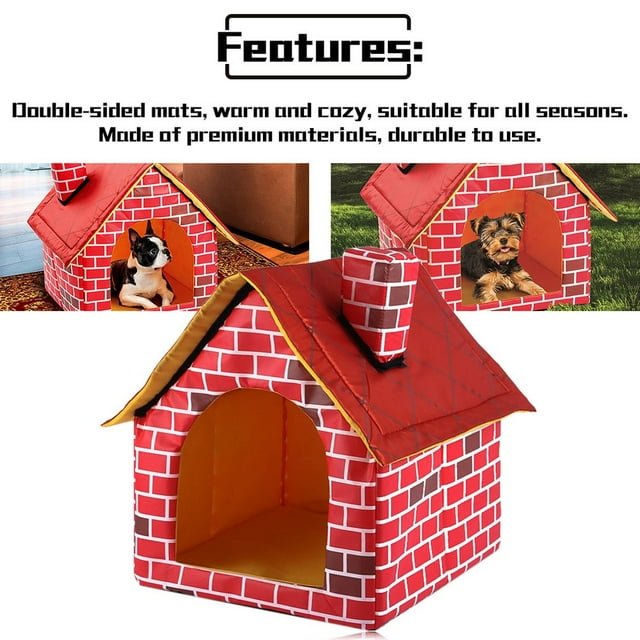 Maison pour Animaux Portable avec Cheminée Lit pour Chien Chat Chaud et Confortable Tente pour Animaux Détachable Lavable Adaptée à Toutes les Saisons