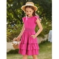 thumbnail image 4 of Arshiner Girls Dresses Flutter Sleeve A-Line Sundress Casual Summer Tiered Swing Midi Pocket Dress, 4 of 6