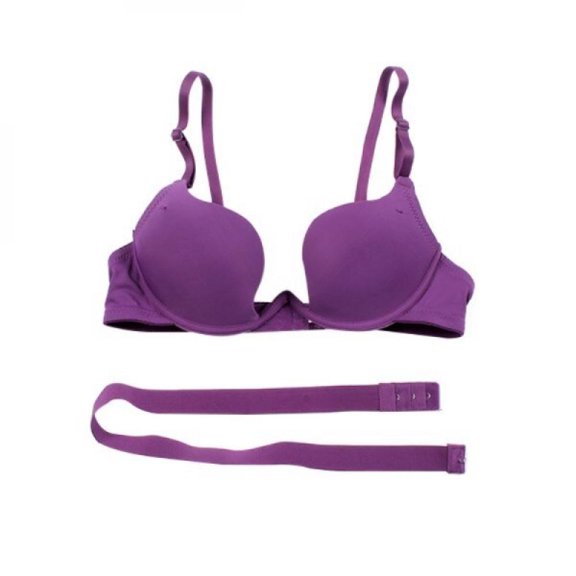 KOOYTE Women Bras Solid Color Bra Deep U Low Cut Super Push Up Backless Bra Solid