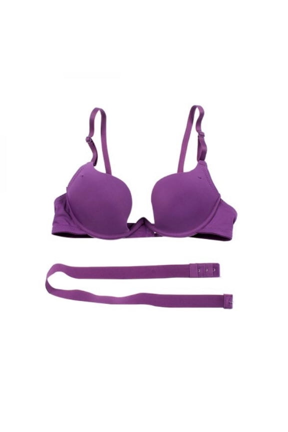 Women Bras Solid Color Bra Deep U Low Cut Super Push Up Backless Bra Solid