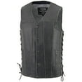 thumbnail image 5 of Milwaukee Leather MLM3521 Men's Distress Grey Leather Vest - V-Neck Straight Bottom Side Lace Motorcycle Rider Vest 3X-Large, 5 of 7