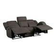 thumbnail image 4 of Chocolate Color Polished Microfiber Upholstered Reclining Sofa Set 3pc Sofa Console Loveseat Chair Modern Living Room, 4 of 7