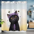 thumbnail image 2 of Cute Black Cat No Hook Shower Curtain with Snap in Liner Purple Lavender Flower Bee Country Style Fields Waterproof Bathroom Shower Curtain with See Through Top Window for Bathtub 72" x 72", 2 of 9
