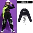 thumbnail image 3 of Traje de hip hop para niñas, disfraces de jazz, vestuario de escenario para niños, desfile de baile, ropa de moda con costuras expuestas al ombligo, 3 of 5