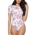 thumbnail image 2 of Fotbe Rose Flowers Women's Crew Neck Short Sleeves Bodysuit Tops Round Neck Slim Sleeveless Soft Comfortable Basic-Medium, 2 of 7