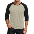 thumbnail image 2 of Men's Long Sleeve Round Neck Contrast Color Raglan Three Quarter Sleeve T-Shirt Top for Spring Fall Sporty Style,Beige,L, 2 of 8