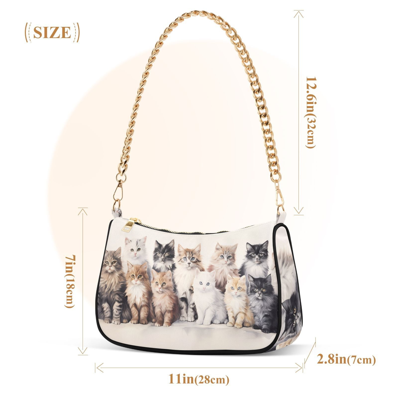 Cats WhiteWomen Small Shoulder Bag Crossbody Tote Hobo Bags Purse Clutch Handbags with Chain Strap for Women